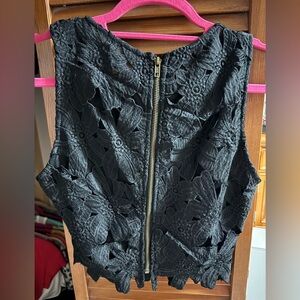 Black Embellished Sleeveless Crop Top